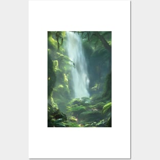 Crystal Clear Waterfalls in a Forest Posters and Art